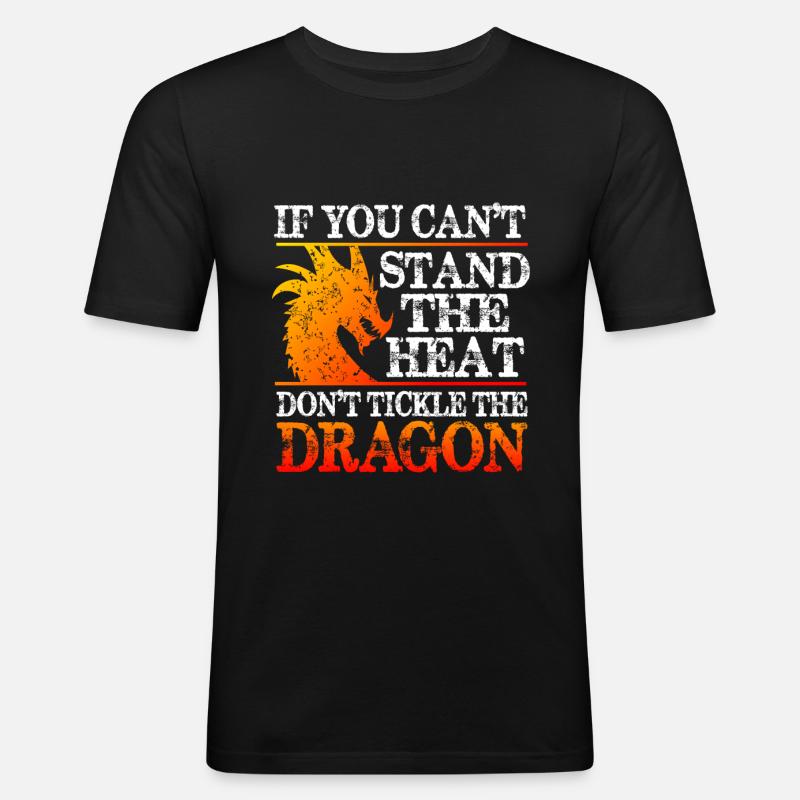 Drache - Männer Slim Fit T-Shirt - Schwarz