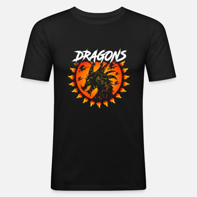 Drache - Männer Slim Fit T-Shirt - Schwarz