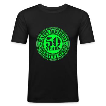 50th birthday - Men's Slim Fit T-Shirt - black - Front - Nik (191cm)