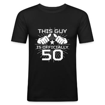 50. Geburtstag - Männer Slim Fit T-Shirt - Schwarz - Vorne - Nik (191cm)