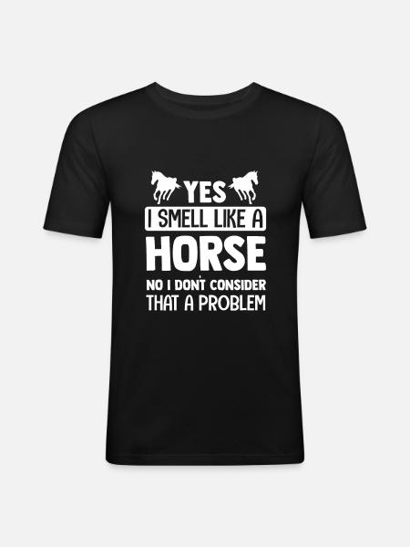 cheval - T-shirt près du corps Homme - noir