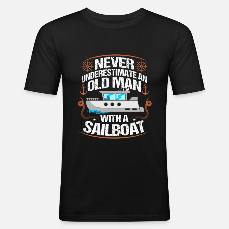Schiffe - Männer Slim Fit T-Shirt - Schwarz