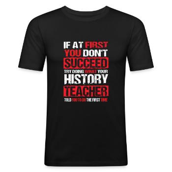 Lehrer - Männer Slim Fit T-Shirt - Schwarz - Vorne - Nik (191cm)