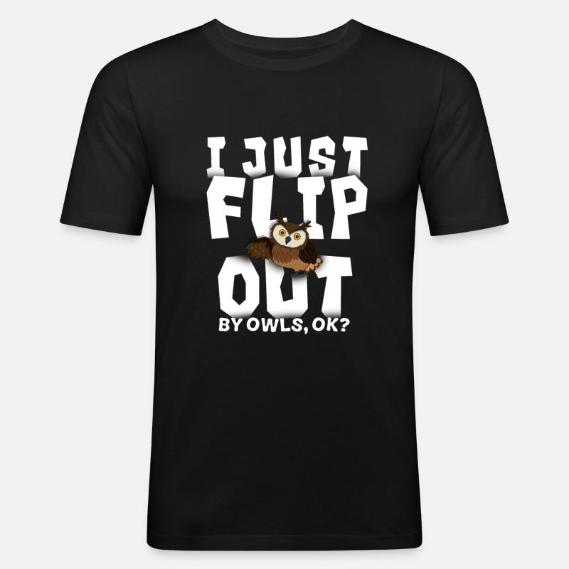 Eule - Männer Slim Fit T-Shirt - Schwarz
