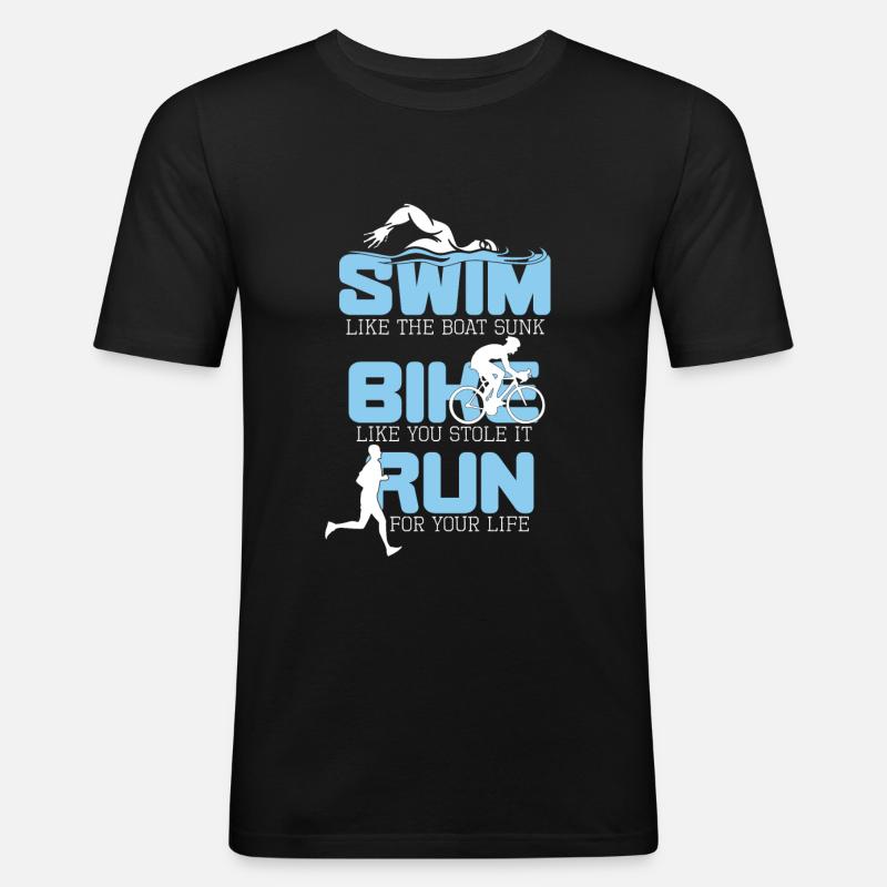 Triathlon - Männer Slim Fit T-Shirt - Schwarz