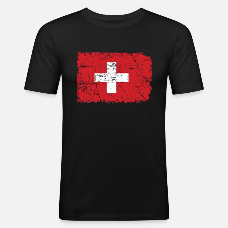 Schweiz - Männer Slim Fit T-Shirt - Schwarz