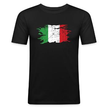 Italien - Männer Slim Fit T-Shirt - Schwarz - Vorne - Nik (191cm)