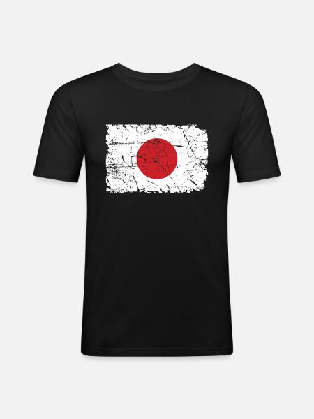 Japan - Männer Slim Fit T-Shirt - Schwarz