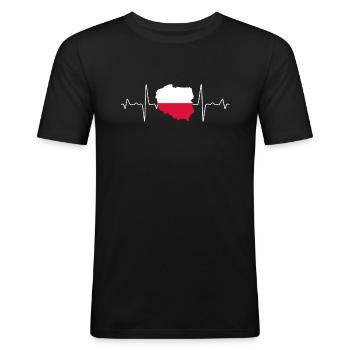 Polen - Männer Slim Fit T-Shirt - Schwarz - Vorne - Nik (191cm)