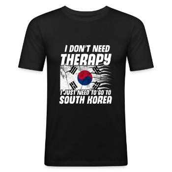 Korea - Men's Slim Fit T-Shirt - black - Front - Nik (191cm)