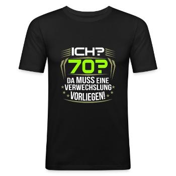 70. Geburtstag - Männer Slim Fit T-Shirt - Schwarz - Vorne - Nik (191cm)