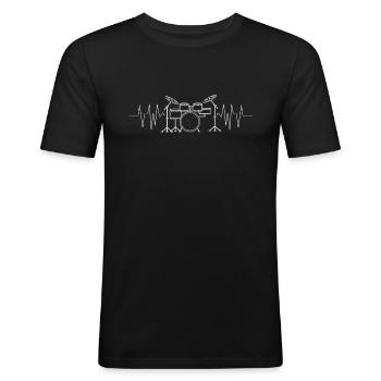 Drums - Men's Slim Fit T-Shirt - black - Front - Nik (191cm)