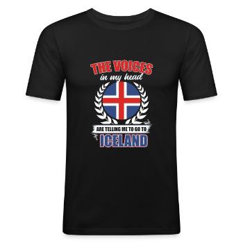 Islande - T-shirt près du corps Homme - noir - Devant - Nik (191cm)