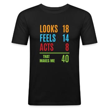 40. Geburtstag - Männer Slim Fit T-Shirt - Schwarz - Vorne - Nik (191cm)