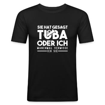 Tuba - Männer Slim Fit T-Shirt - Schwarz - Vorne - Nik (191cm)