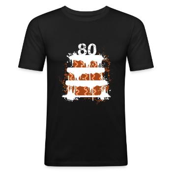 80th birthday - Men's Slim Fit T-Shirt - black - Front - Nik (191cm)