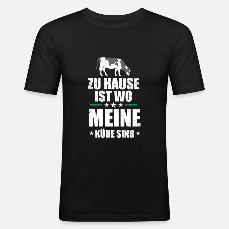 Kuh Kühe - Männer Slim Fit T-Shirt - Schwarz