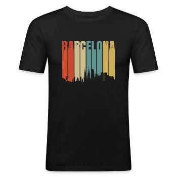 Barcelona - Men's Slim Fit T-Shirt - black - Front - Nik (191cm)