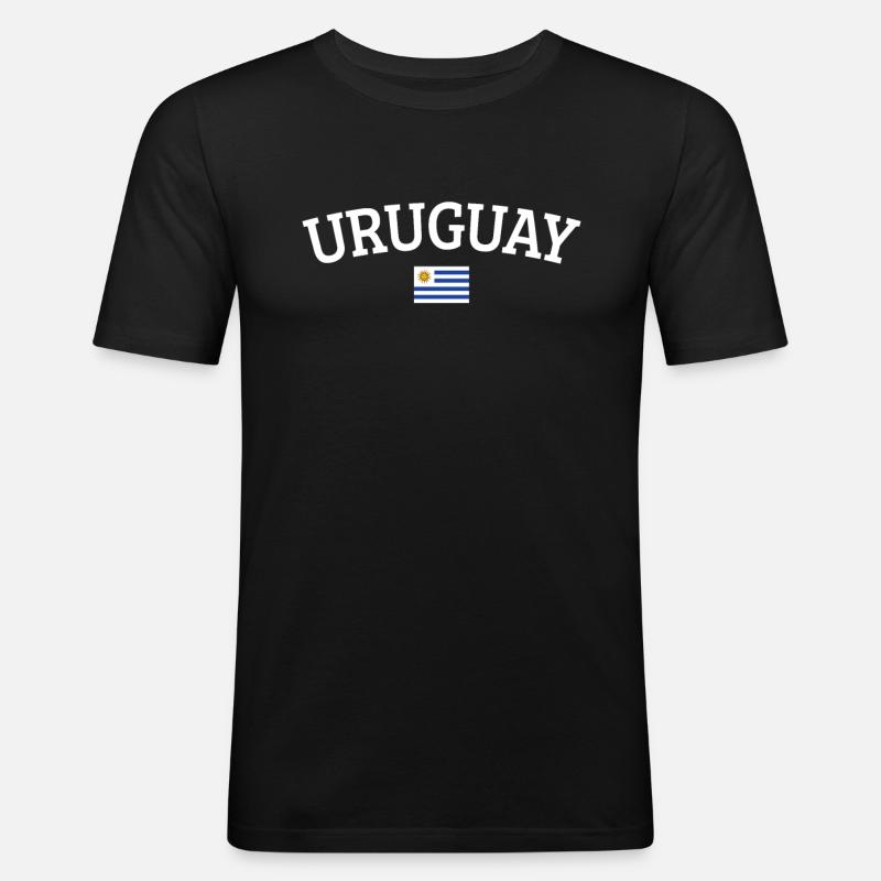 Uruguay - Männer Slim Fit T-Shirt - Schwarz