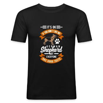 Deutscher Schäferhund - Männer Slim Fit T-Shirt - Schwarz - Vorne - Nik (191cm)