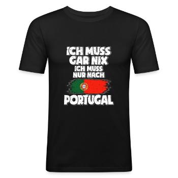 Portugal - Männer Slim Fit T-Shirt - Schwarz - Vorne - Nik (191cm)