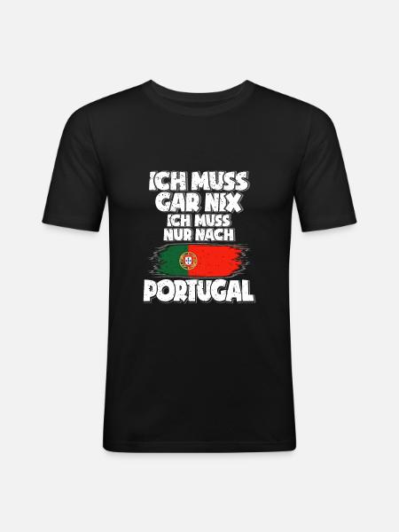 Portugal - Männer Slim Fit T-Shirt - Schwarz