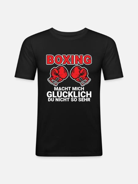 Boxen - Männer Slim Fit T-Shirt - Schwarz
