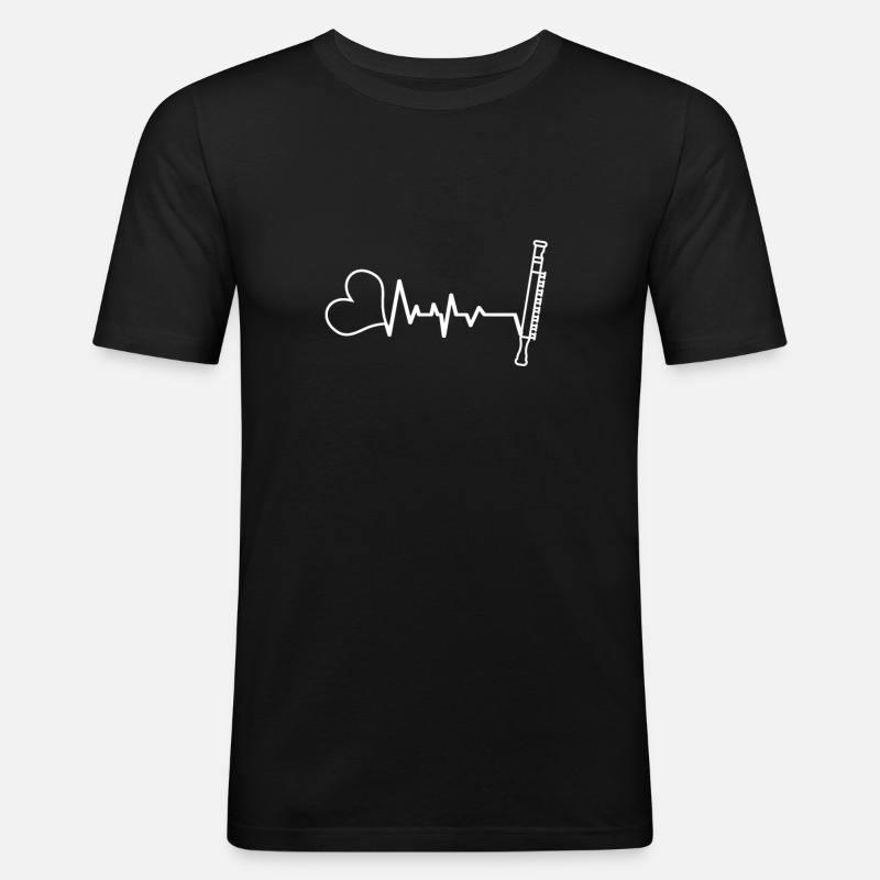 Querflöte - Männer Slim Fit T-Shirt - Schwarz