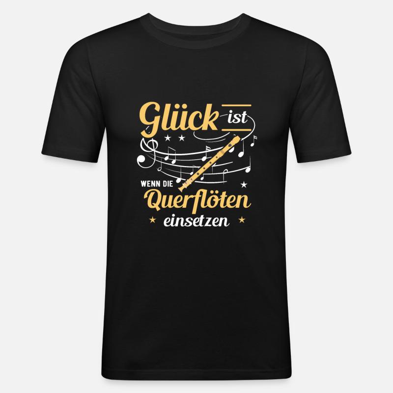Querflöte - Männer Slim Fit T-Shirt - Schwarz