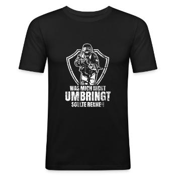 Soldat - Männer Slim Fit T-Shirt - Schwarz - Vorne - Nik (191cm)