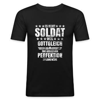 Soldat Militär Bund Geschenk - Männer Slim Fit T-Shirt - Schwarz - Vorne - Nik (191cm)