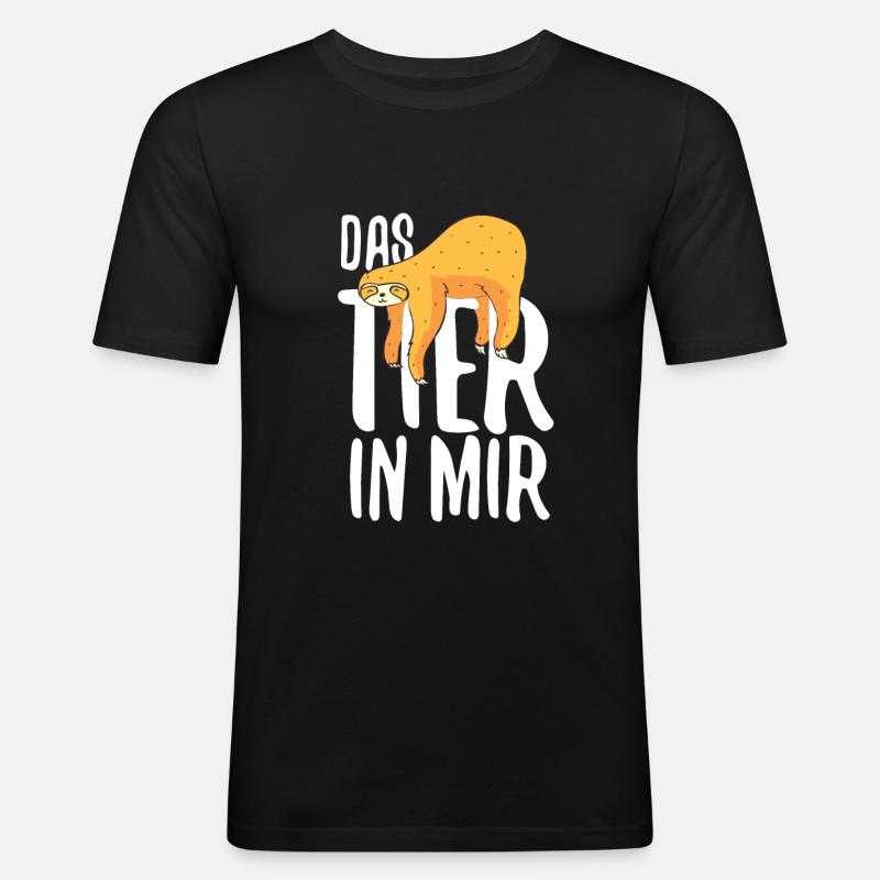 Faultier - Männer Slim Fit T-Shirt - Schwarz
