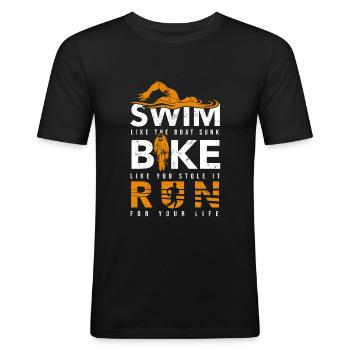 Triathlon - Männer Slim Fit T-Shirt - Schwarz - Vorne - Nik (191cm)