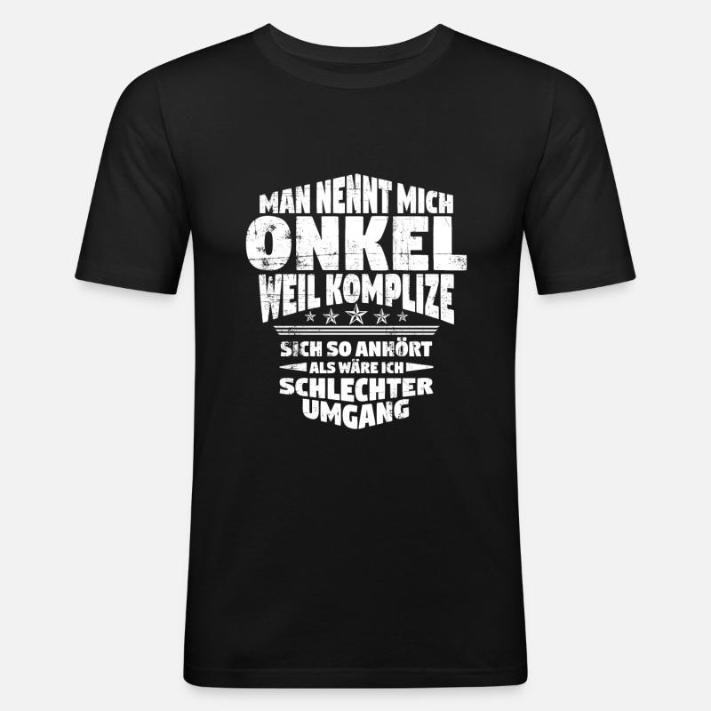 Onkel - Männer Slim Fit T-Shirt - Schwarz