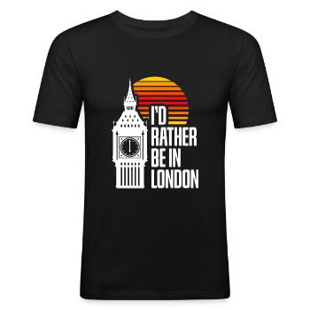 Londres - T-shirt près du corps Homme - noir - Devant - Nik (191cm)
