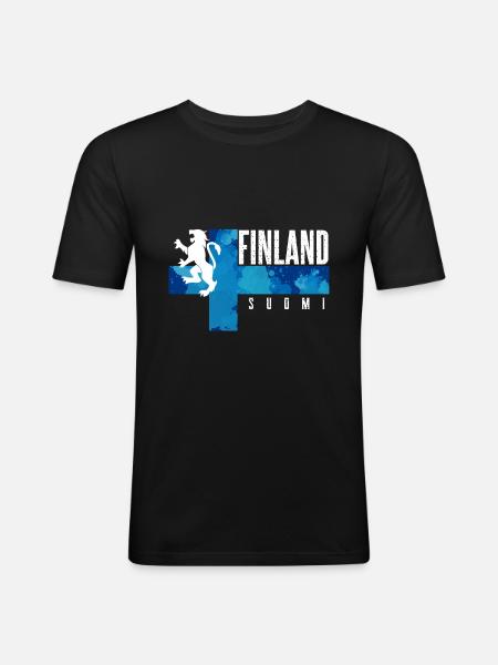 Finnland - Männer Slim Fit T-Shirt - Schwarz