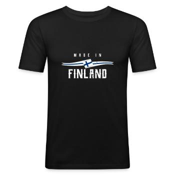 Finlande - T-shirt près du corps Homme - noir - Devant - Nik (191cm)