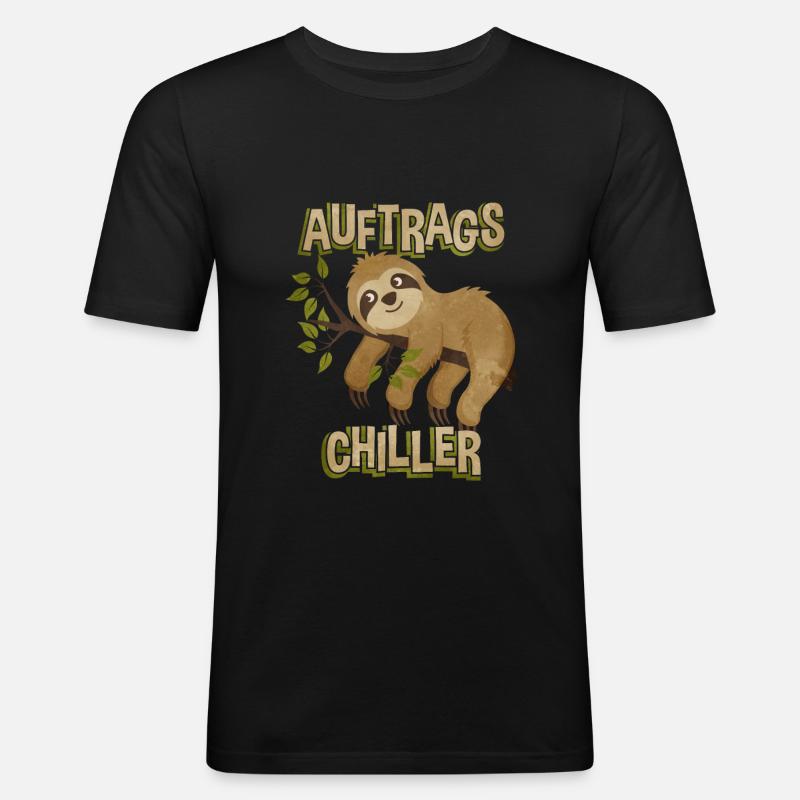 Faultier - Männer Slim Fit T-Shirt - Schwarz