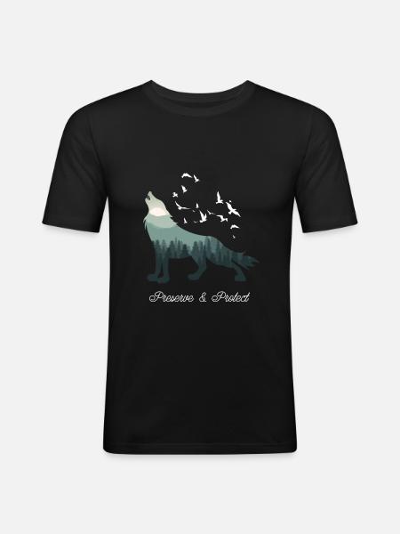 Loup - T-shirt près du corps Homme - noir