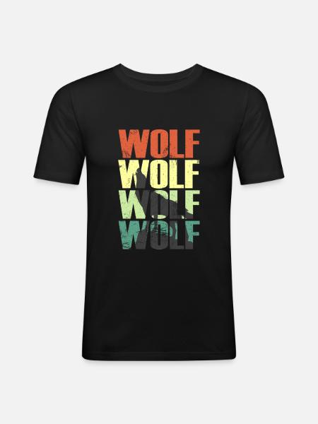 Wolf Wlfe Wolfsrudel Geschenk - Männer Slim Fit T-Shirt - Schwarz