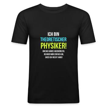 Physik - Männer Slim Fit T-Shirt - Schwarz - Vorne - Nik (191cm)