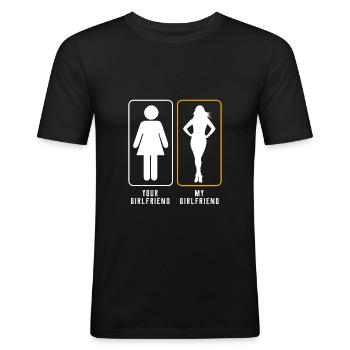 petite amie - T-shirt près du corps Homme - noir - Devant - Nik (191cm)