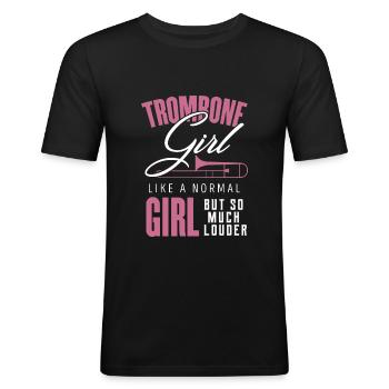 Posaune - Männer Slim Fit T-Shirt - Schwarz - Vorne - Nik (191cm)
