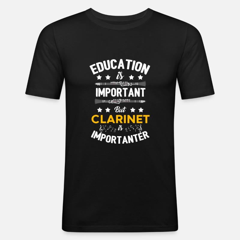 Klarinette - Männer Slim Fit T-Shirt - Schwarz