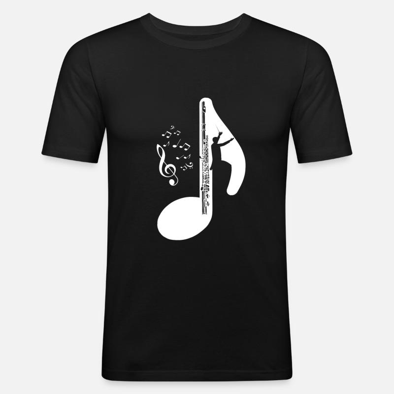 Querflöte - Männer Slim Fit T-Shirt - Schwarz