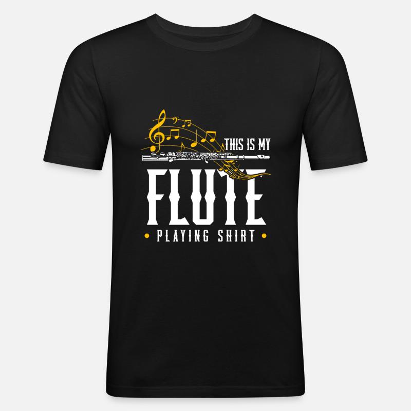 Querflöte - Männer Slim Fit T-Shirt - Schwarz