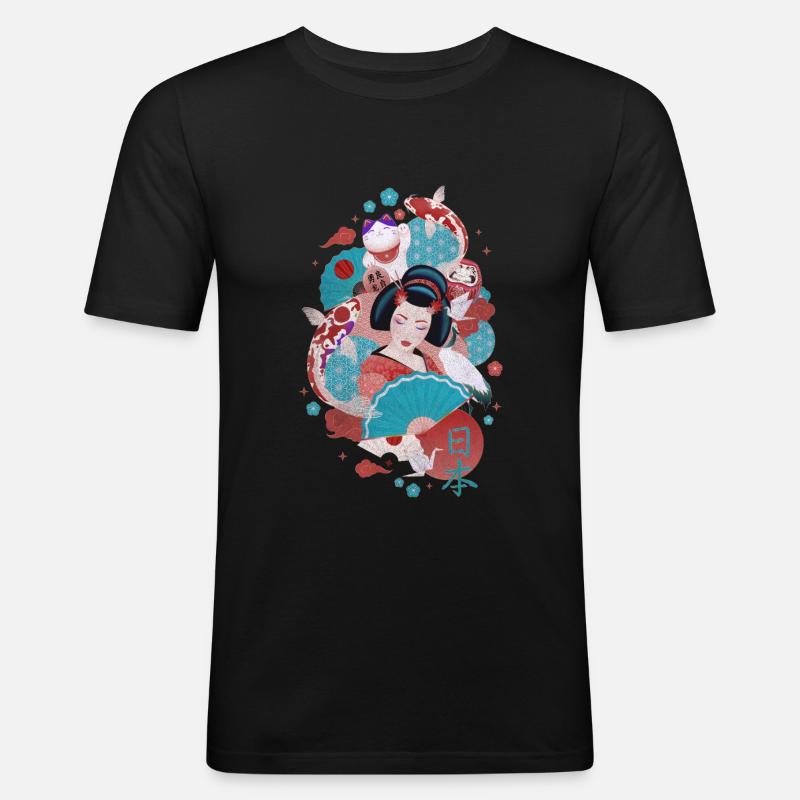 Japan - Männer Slim Fit T-Shirt - Schwarz