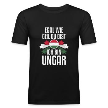 Ungarn Ungarn Geschenk Ungarn Geschenk Ungarn Lieb - Männer Slim Fit T-Shirt - Schwarz - Vorne - Nik (191cm)
