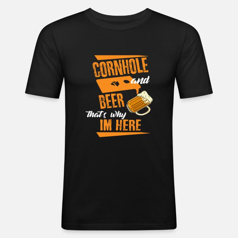 Cornhole - Männer Slim Fit T-Shirt - Schwarz