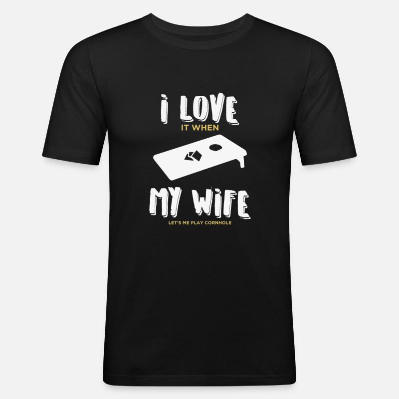 Cornhole - Männer Slim Fit T-Shirt - Schwarz